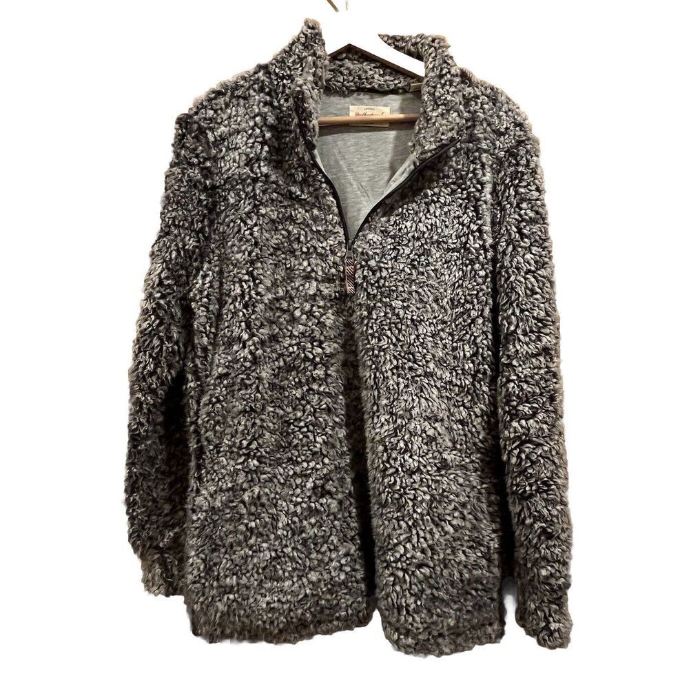 Vintage Weatherproof Soft Black Half Zip Soft‎ Furry Pullover Jacket Womens L